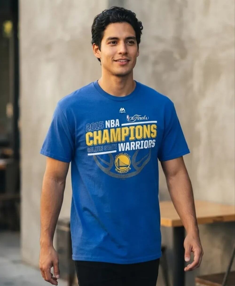 Golden State Warriors 2015 NBA Champions T-Shirt Men XL Blue Majestic Roster